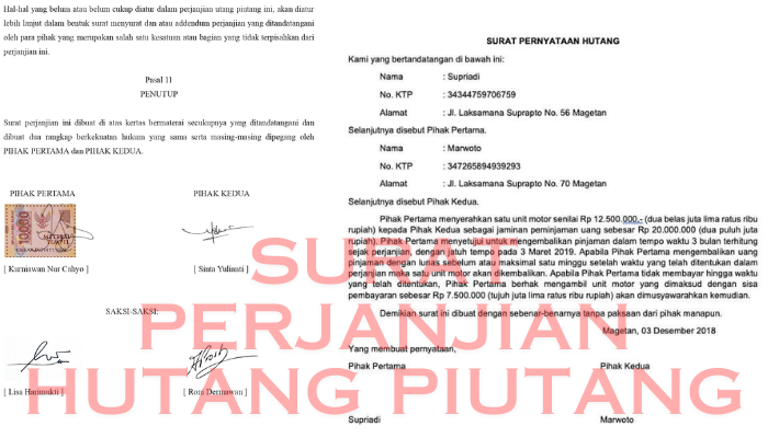 Surat Perjanjian Hutang Piutang Yang Benar! Jangan Sampai Salah Buat!